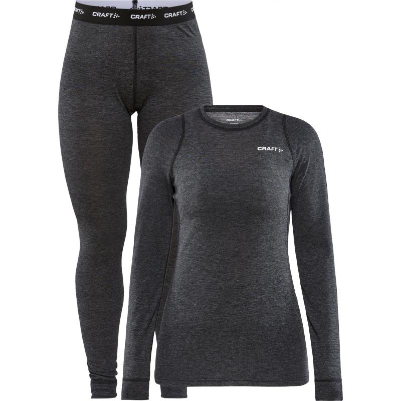 Craft Core Wool Merino Skiundertøj til Dame - Sort Plus Size
