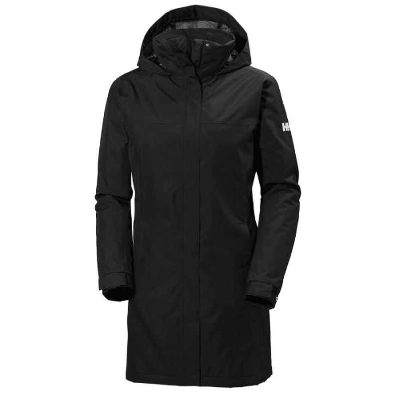 Helly Hansen Aden Lang Isoleret Regnfrakke i Sort