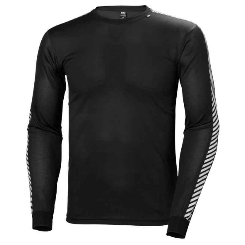 Helly Hansen Dry Stripe Crew  Herre  Sort i Store Plus Size Størrelser