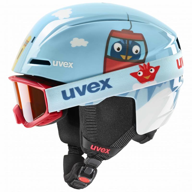 Uvex Viti Set  Skihjelm   Skibriller  Junior  Lyseblå i Store Plus Size Størrelser