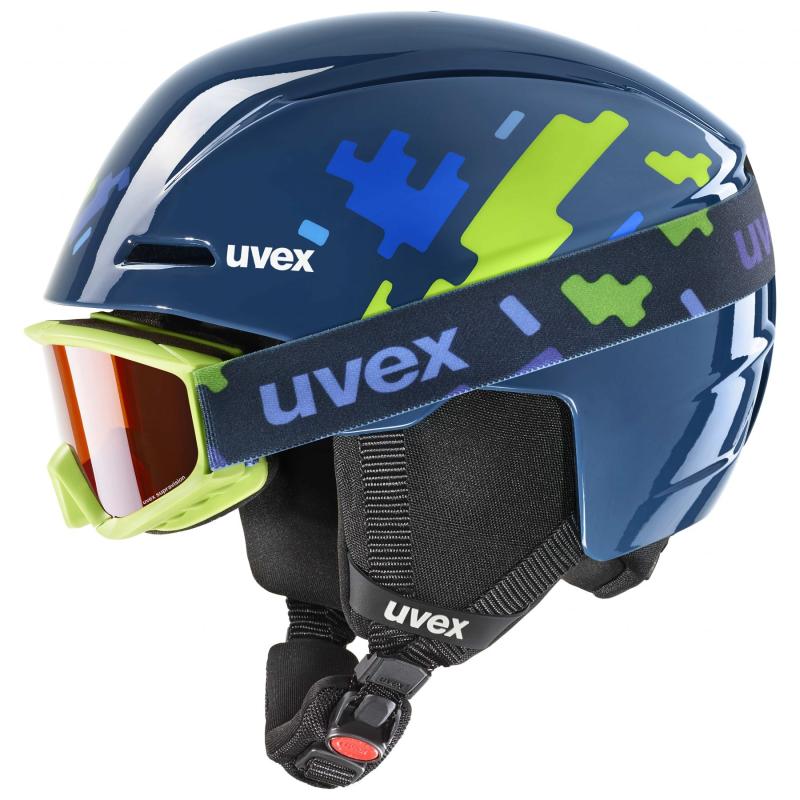 Uvex Viti Junior Skihjelm og Skibriller Sæt - Mørkeblå