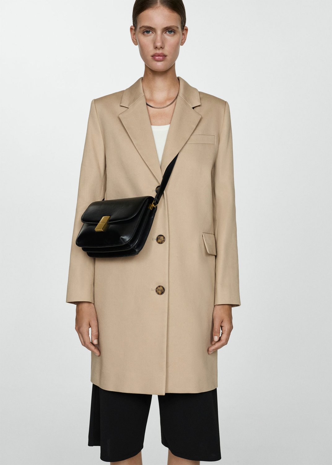 Cotton Straight Coat i Store Plus Size Størrelser