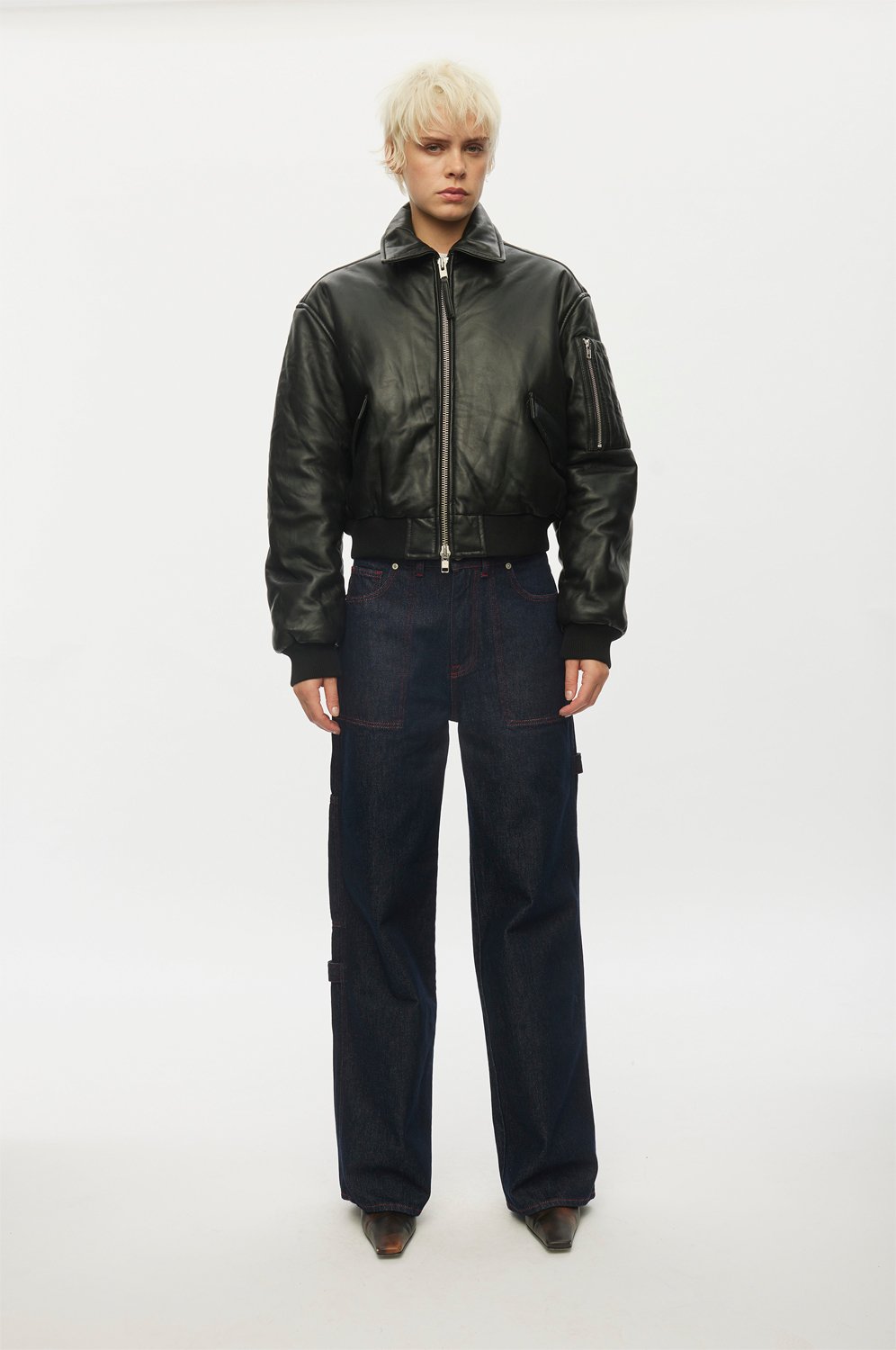 Pad Leather Bomber i Store Plus Size Størrelser