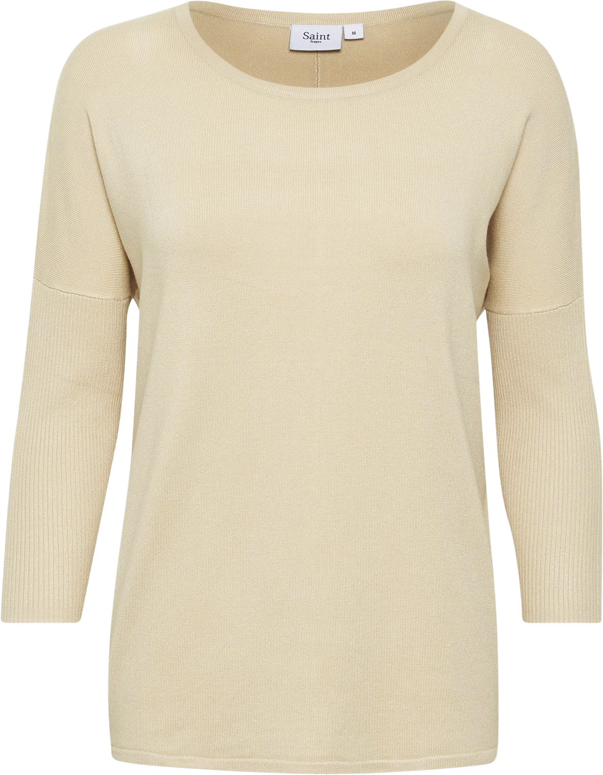 A  Knit Blouse W Rib Sl i Store Plus Size Størrelser