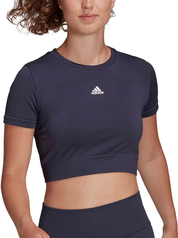 Aeroknit Seamless Fitted Cropped Trænings Tshirt i Store Plus Size Størrelser