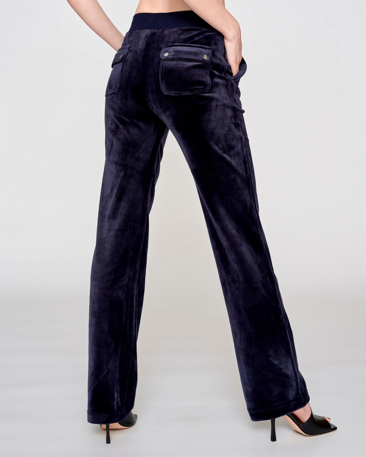 Del Ray Classic Velour Pant Pocket Design i Store Plus Size Størrelser