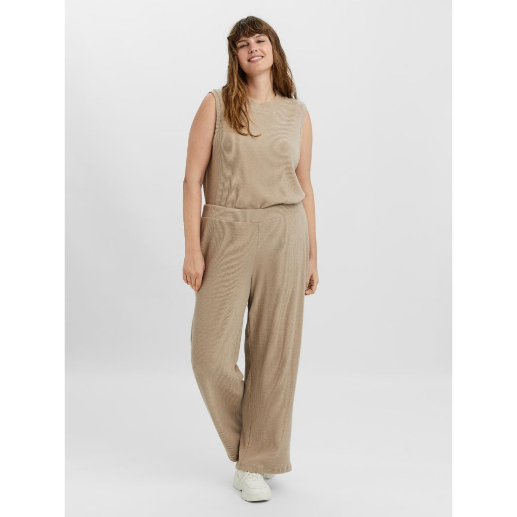 Vero Moda Curve Lose Vidde Pants Vmpuffy Silver Mink i Store Plus Size Størrelser