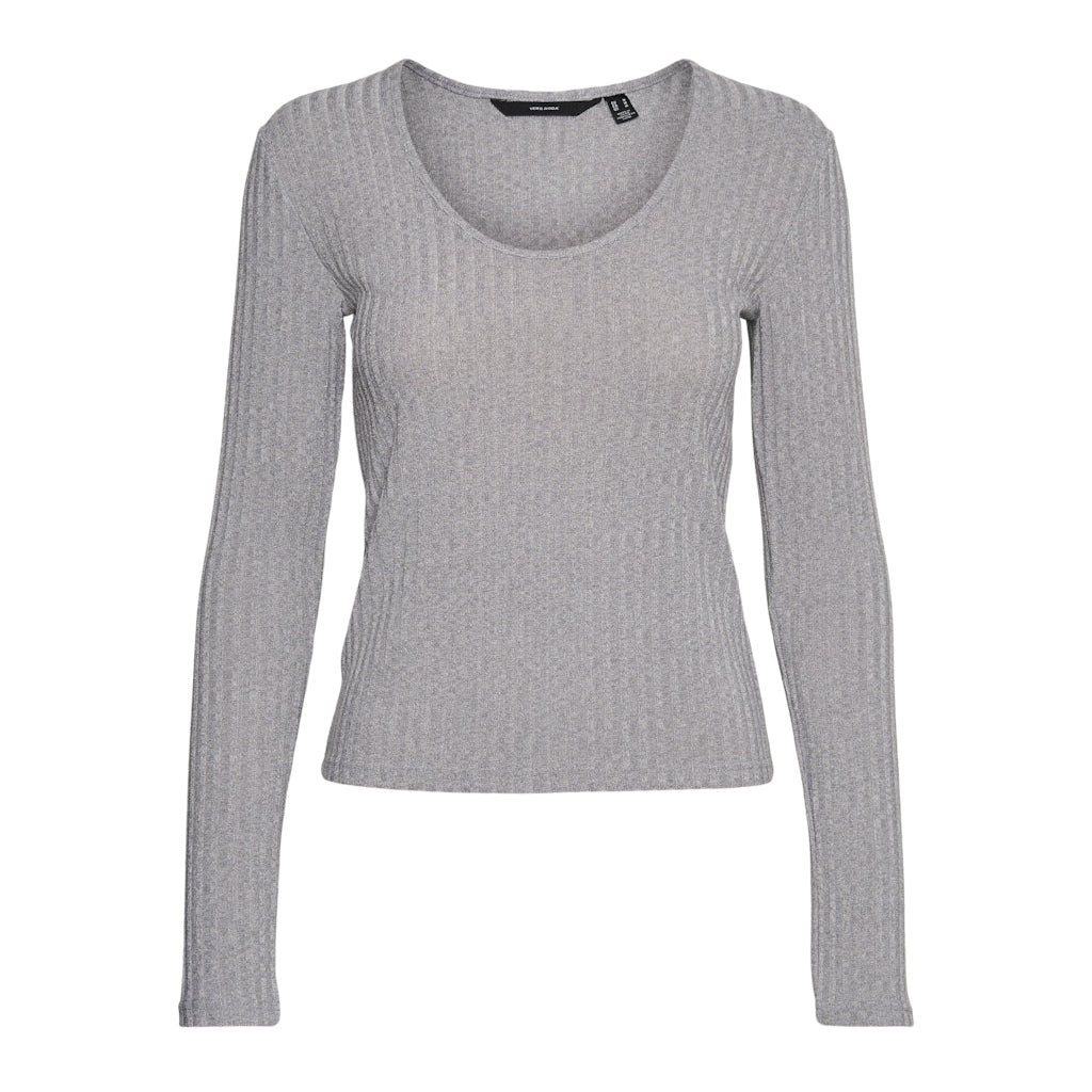 Vero Moda Dame Bluse Vmbritt Light Grey Melange i Store Plus Size Størrelser