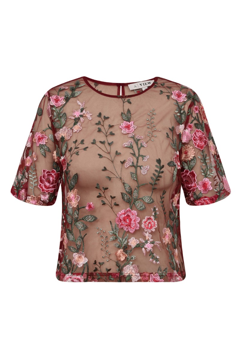-view Blouse Fuschia Blouse Bordeaux Rose i Store Plus Size Størrelser