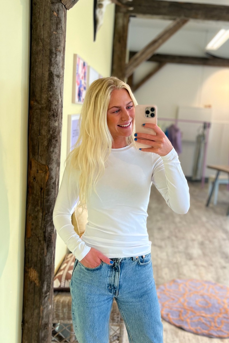 -view Bluse Stabil Top     000 White i Store Plus Size Størrelser
