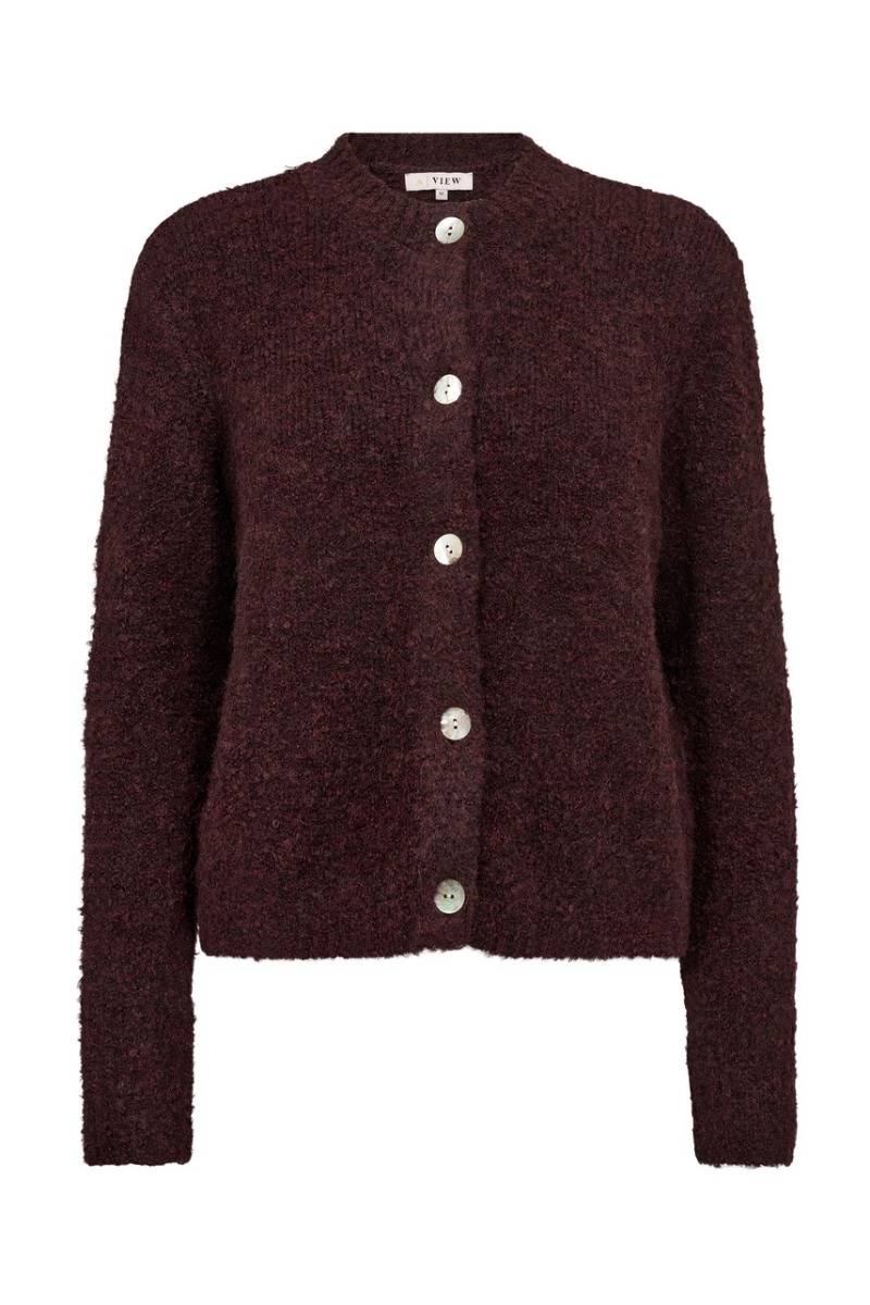 -view Cardigan Audrey New Knit Cardigan Bordeaux i Store Plus Size Størrelser