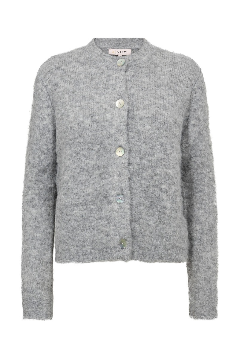 -view Cardigan Audrey New Knit Cardigan Medium Grey Melange i Store Plus Size Størrelser