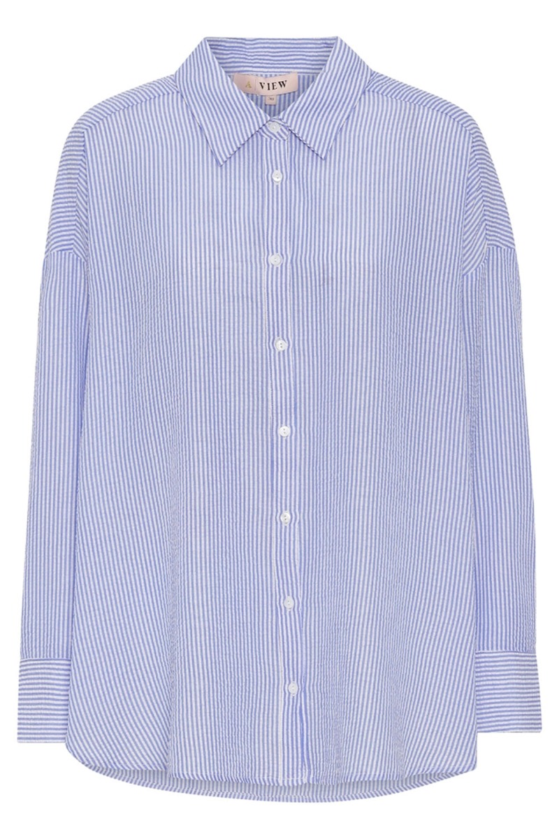 -view Skjorte Sonja Shirt Blue White i Store Plus Size Størrelser