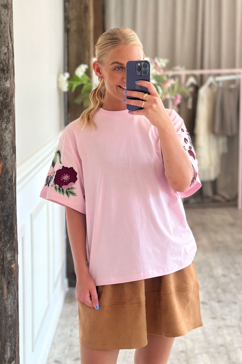 -view  -shirt Best Double Flower Rose i Store Plus Size Størrelser