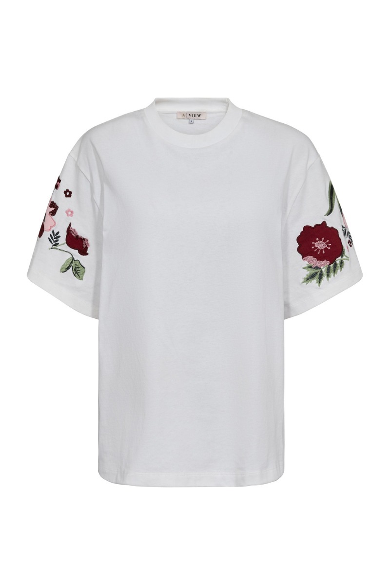 -view  -shirt Best Double Flower White i Store Plus Size Størrelser