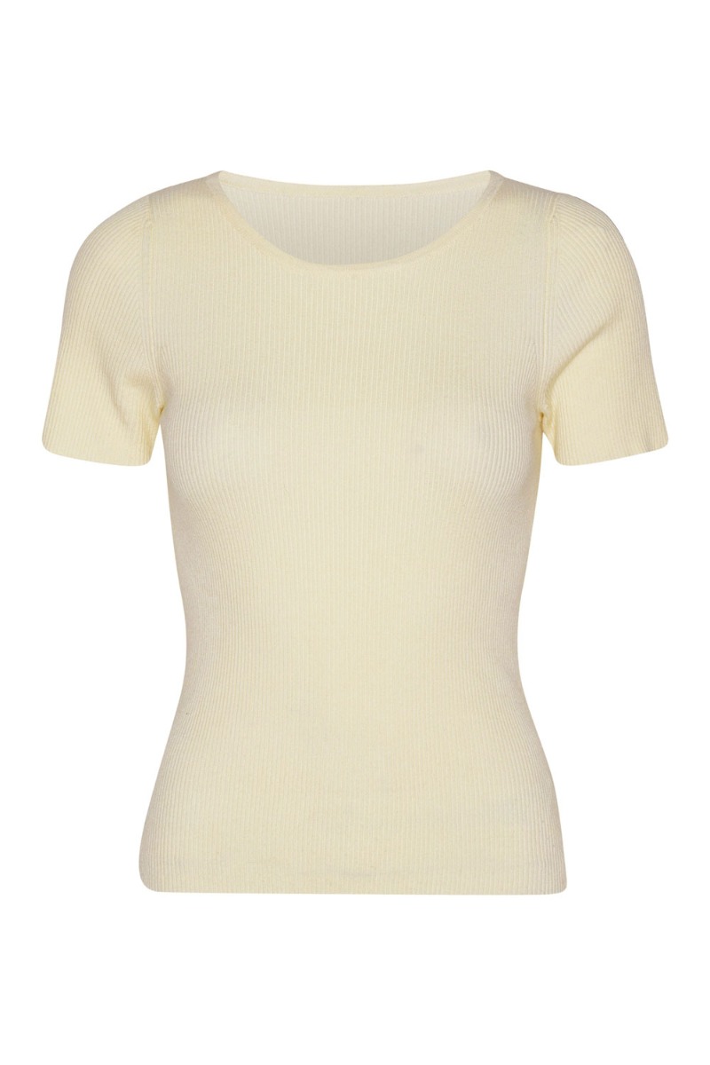 -view  -shirt Rib Knit Short Sleeve Top Off White i Store Plus Size Størrelser