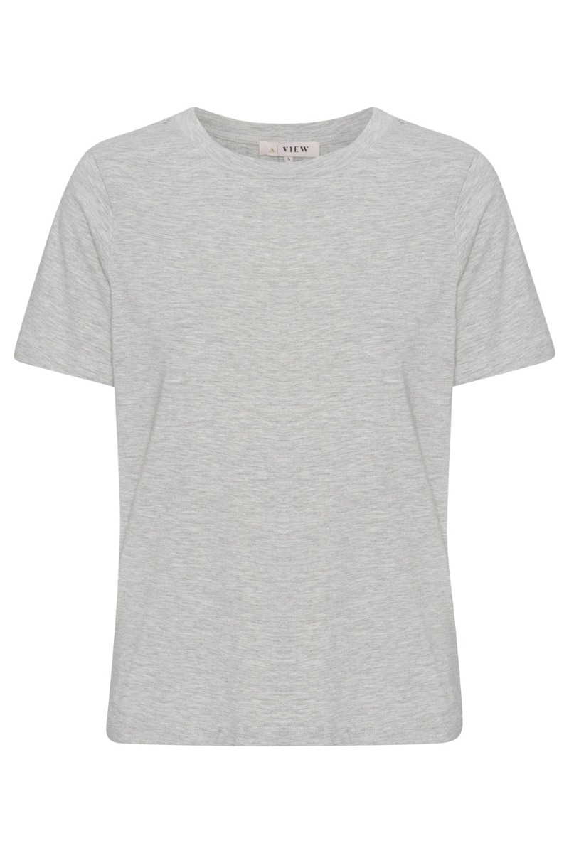 -view  -shirt Stabil Top     Light Grey Melange i Store Plus Size Størrelser