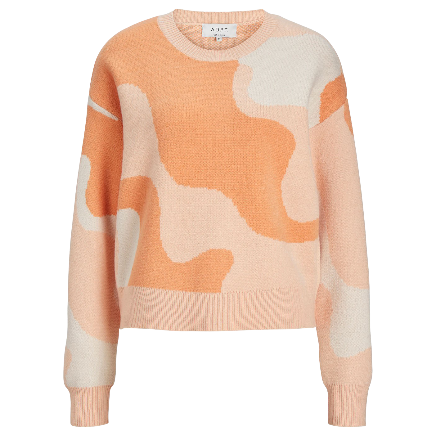 Adpt Rachel Dame Striktrøje Bleached Apricot   i Store Plus Size Størrelser