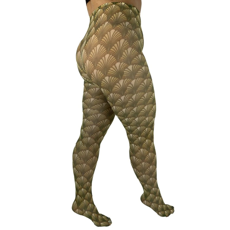 Art Deco Curvy Super Stretch Strømpebukser i Store Plus Size Størrelser