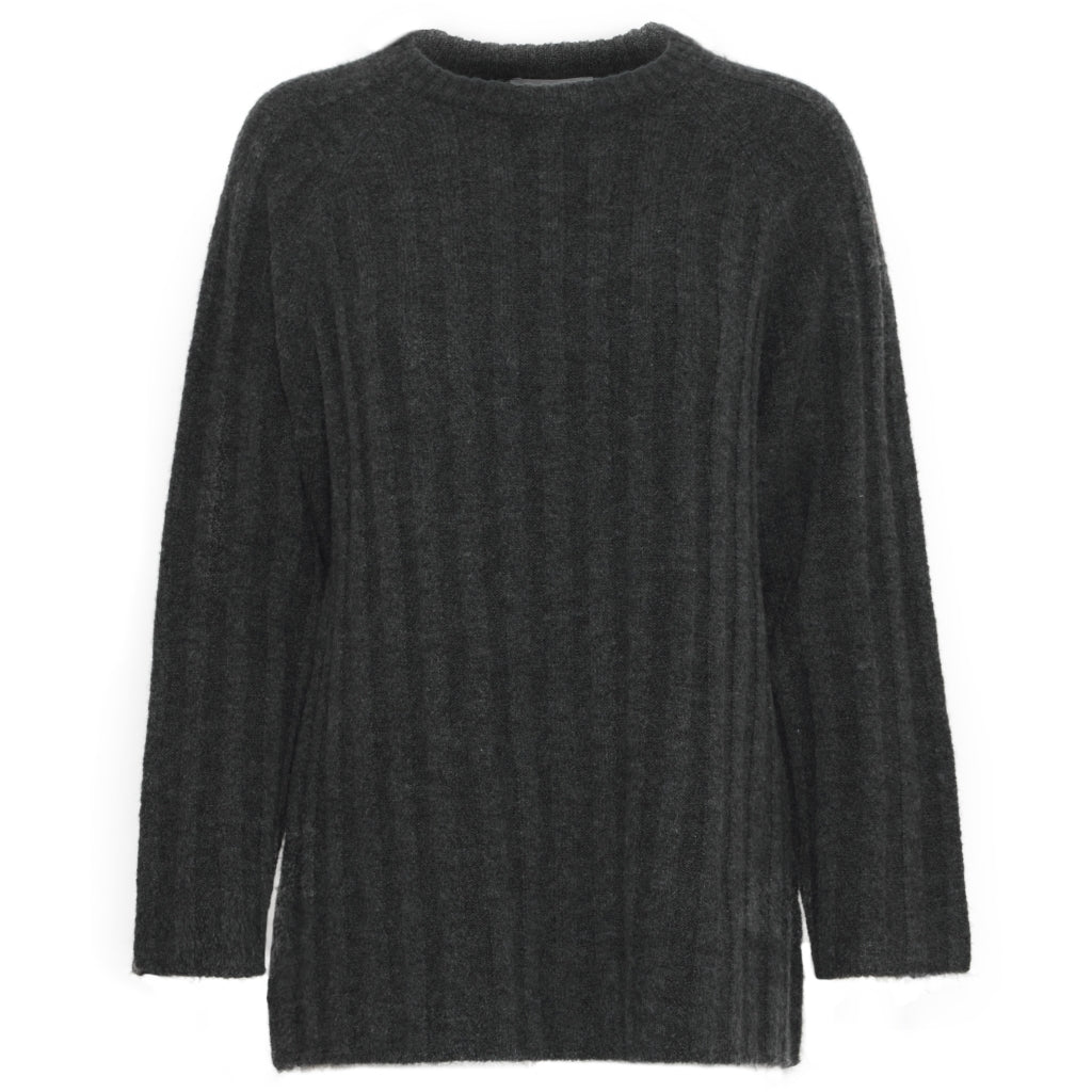 Young Dame Strik Bymarianne Dark Grey Melange i Store Plus Size Størrelser