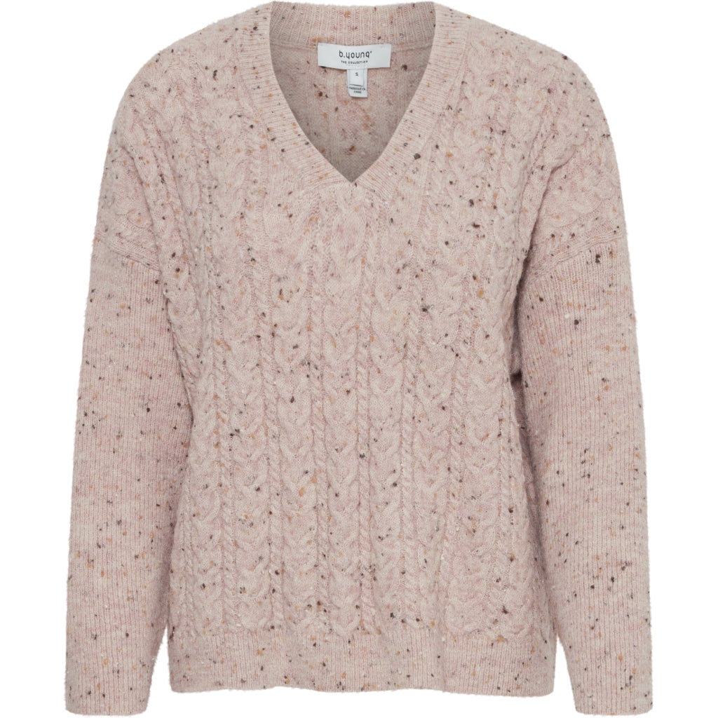 Young Dame Strik Bynata Pale Mauve Melange i Store Plus Size Størrelser