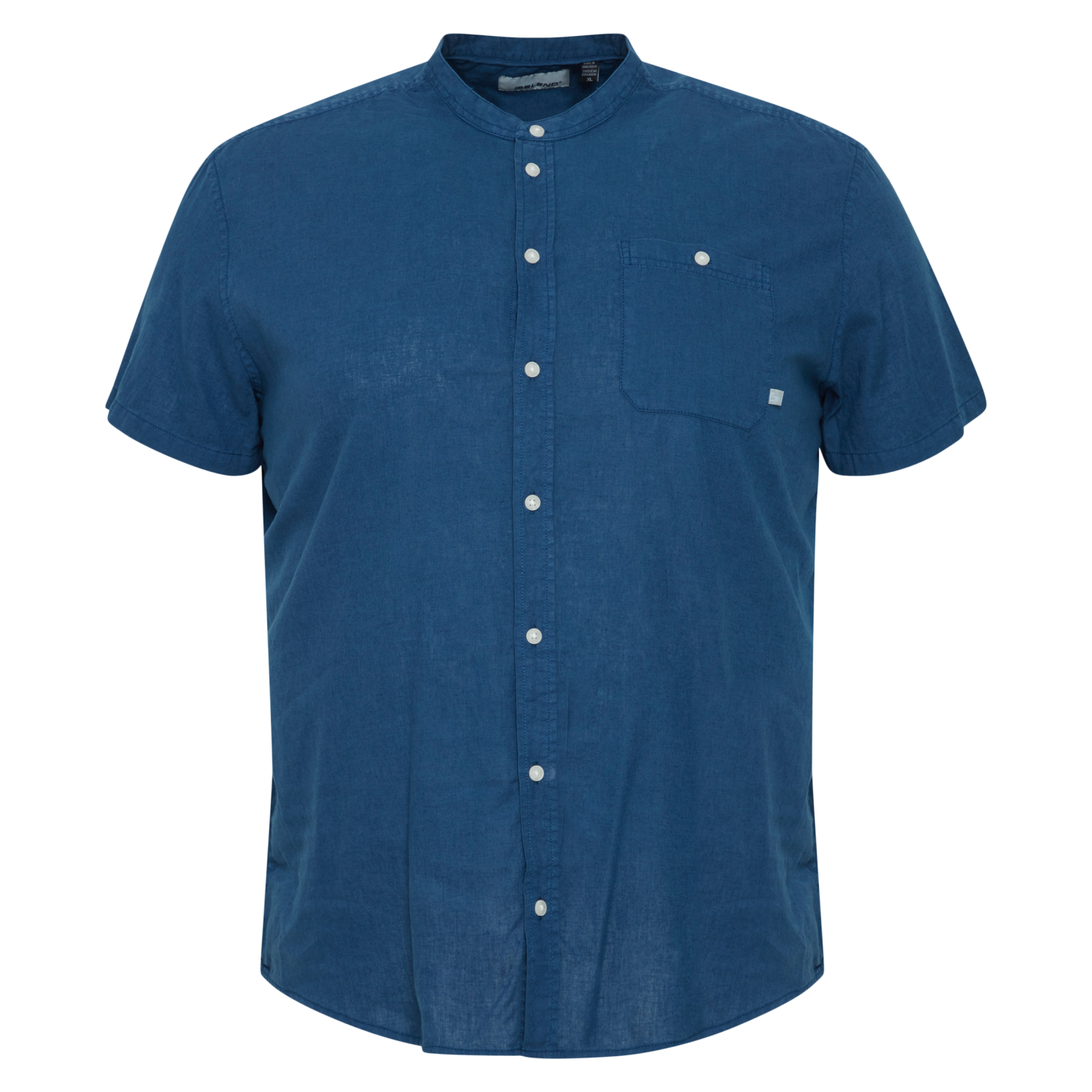 Blend Herre Kortærmet Skjorte   Hørmix Plus Size Navy Peony    i Store Plus Size Størrelser