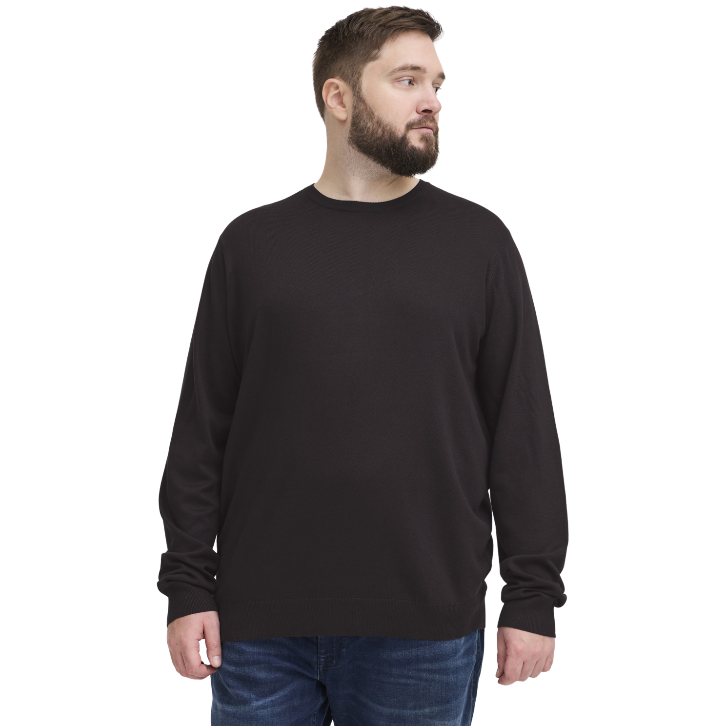 Blend Herre Striktrøje Plus Size Black    i Store Plus Size Størrelser