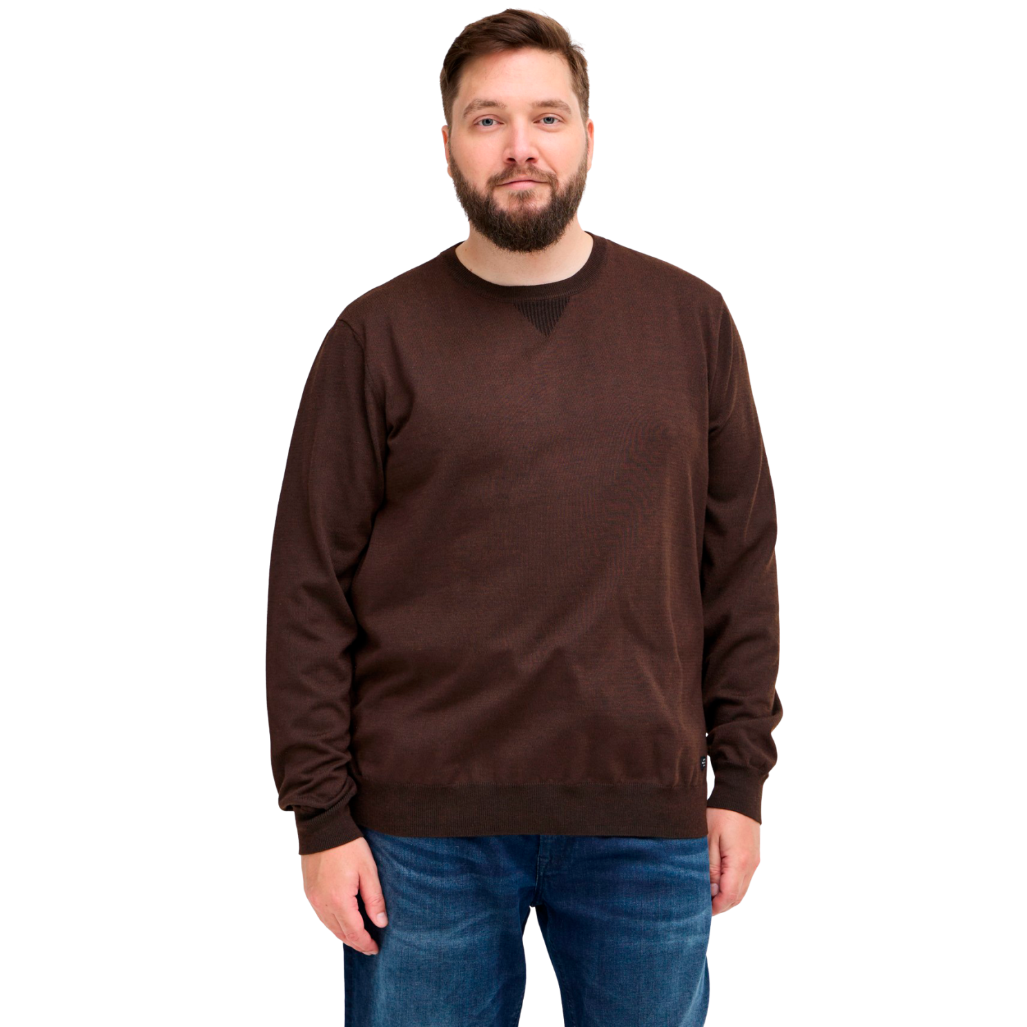 Blend Herre Striktrøje Plus Size Chicory Coffee    i Store Plus Size Størrelser