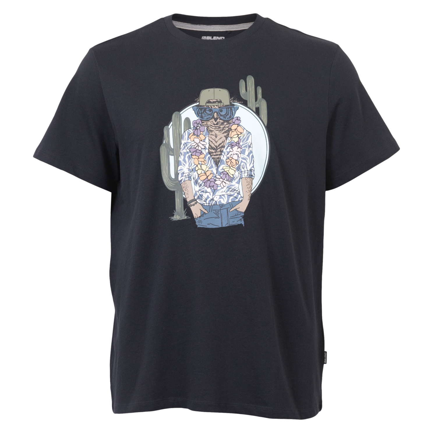 Blend Herre  -shirt Black Owl    i Store Plus Size Størrelser