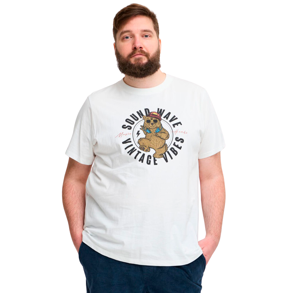 Blend Herre  -shirt Plus Size Snow White    i Store Plus Size Størrelser
