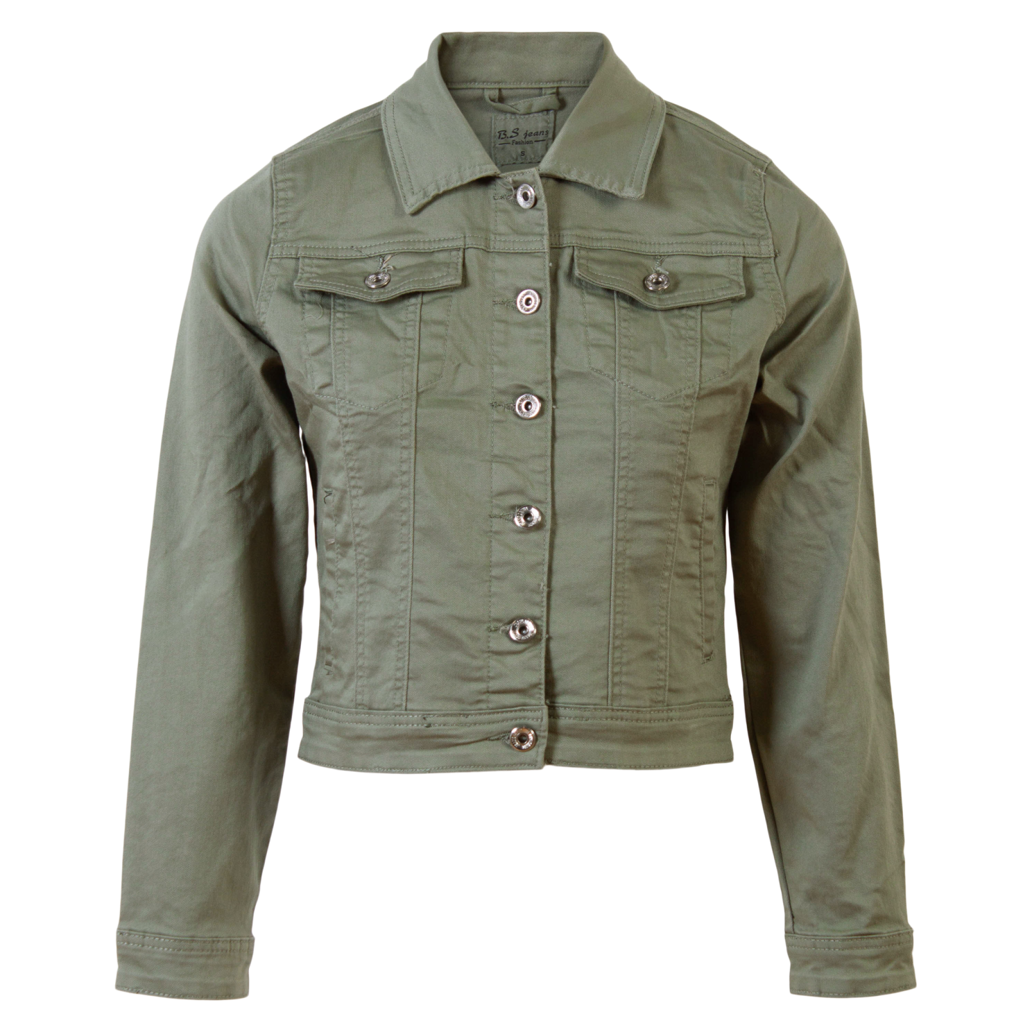 Jeans Dame Denimjakke Plus Size Khaki    i Store Plus Size Størrelser