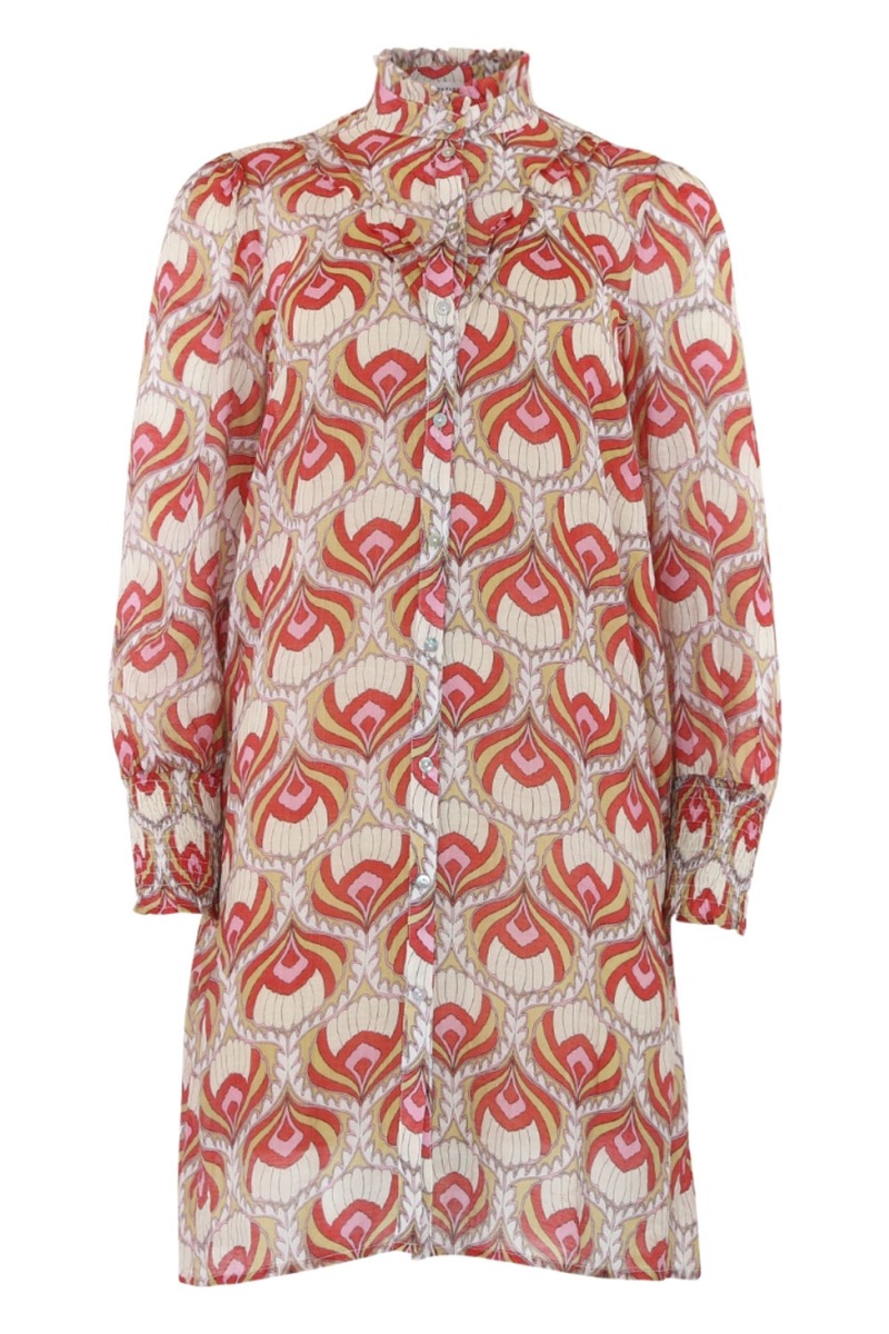 Continue Kjole Diana Dress Red Print i Store Plus Size Størrelser
