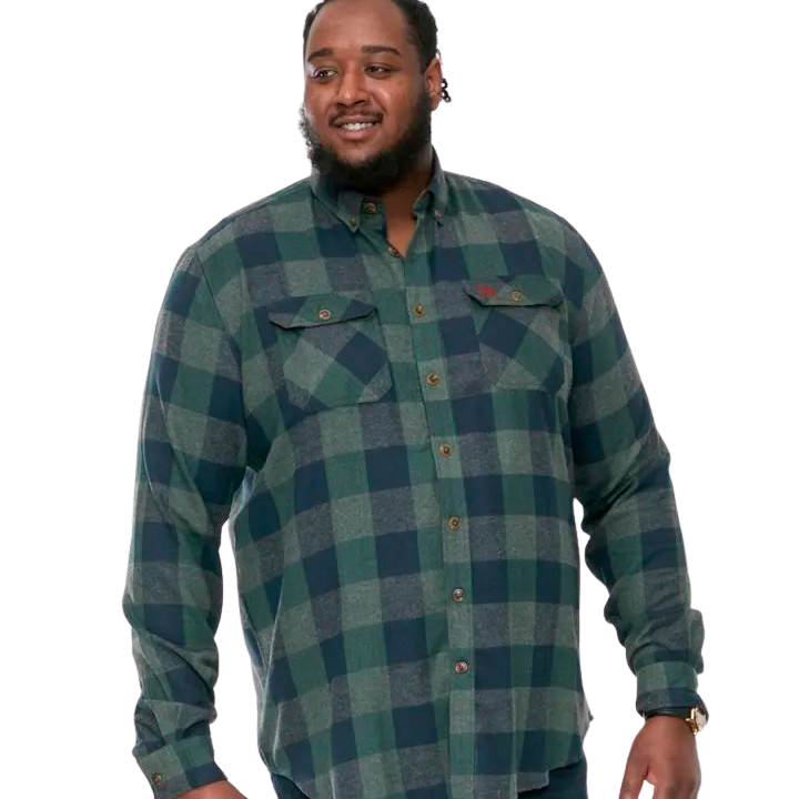 D5555 Garfield Herre Skjorte Plus Size Navy Green Check    i Store Plus Size Størrelser