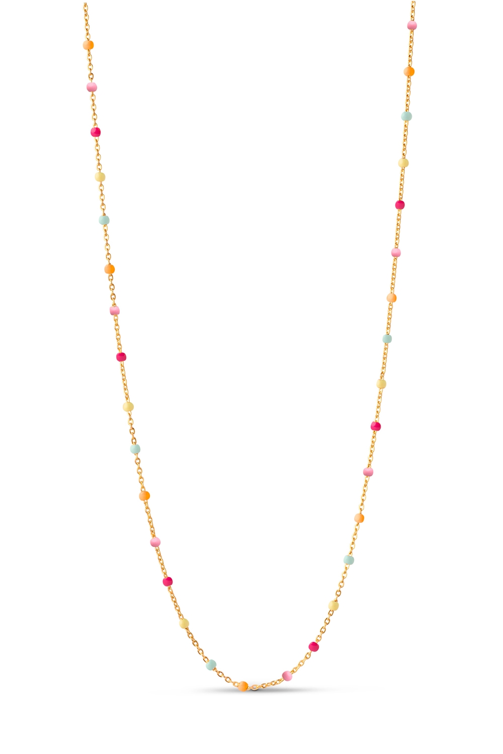 Enamel Halskæde Lola Necklace Rainbow Gold i Store Plus Size Størrelser