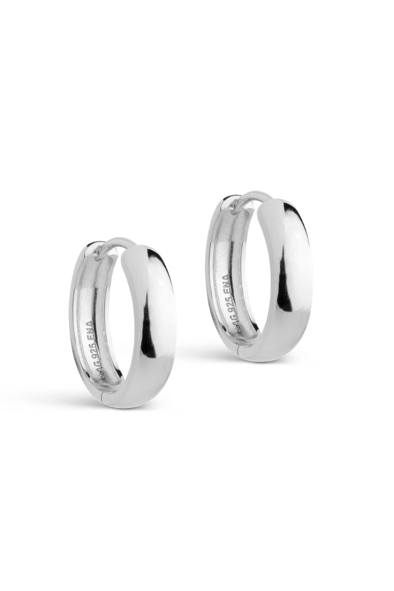 Enamel øreringe Hoops  Classic Wide 20   Silver i Store Plus Size Størrelser