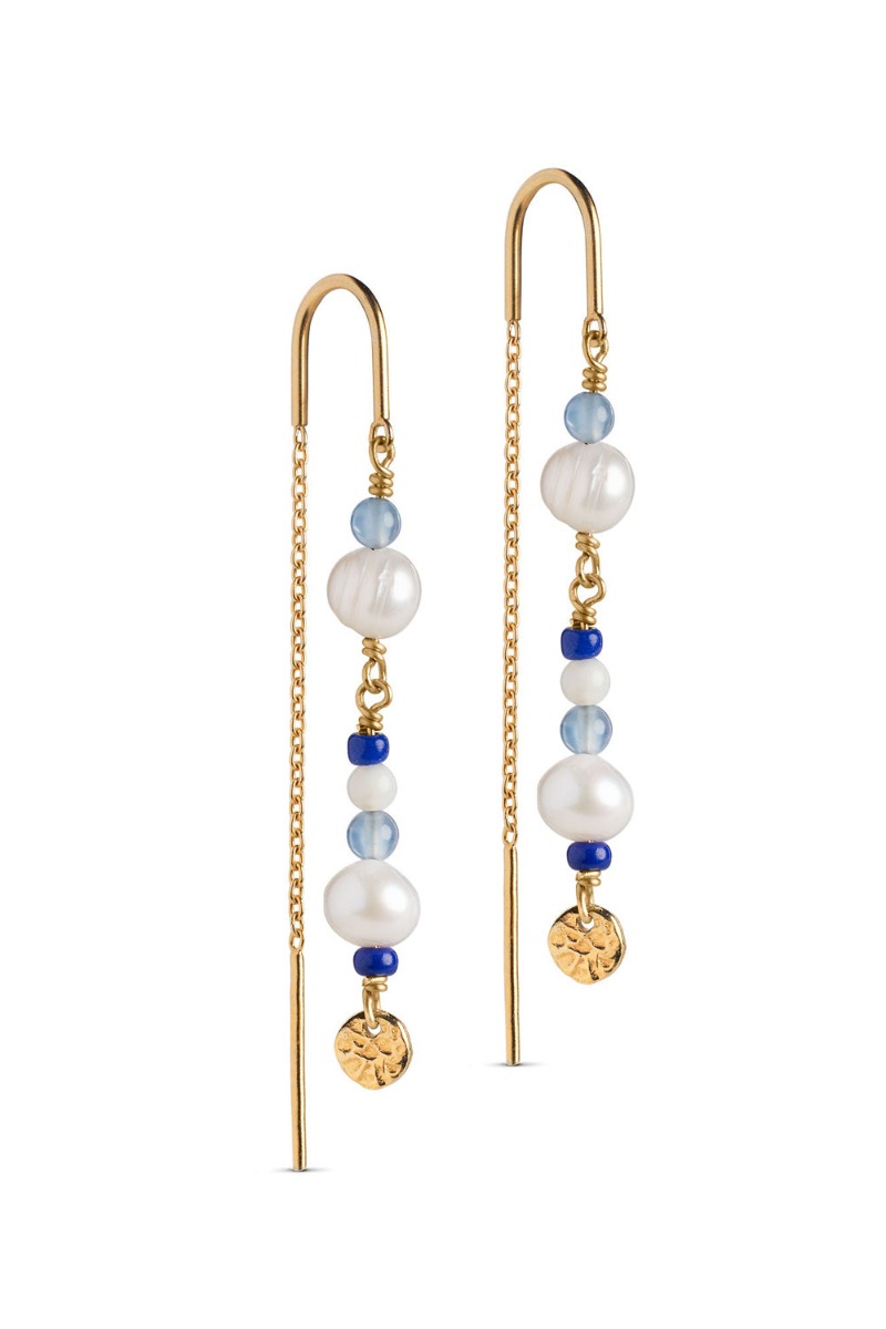 Enamel øreringe Sofia Earring Marine Gold i Store Plus Size Størrelser