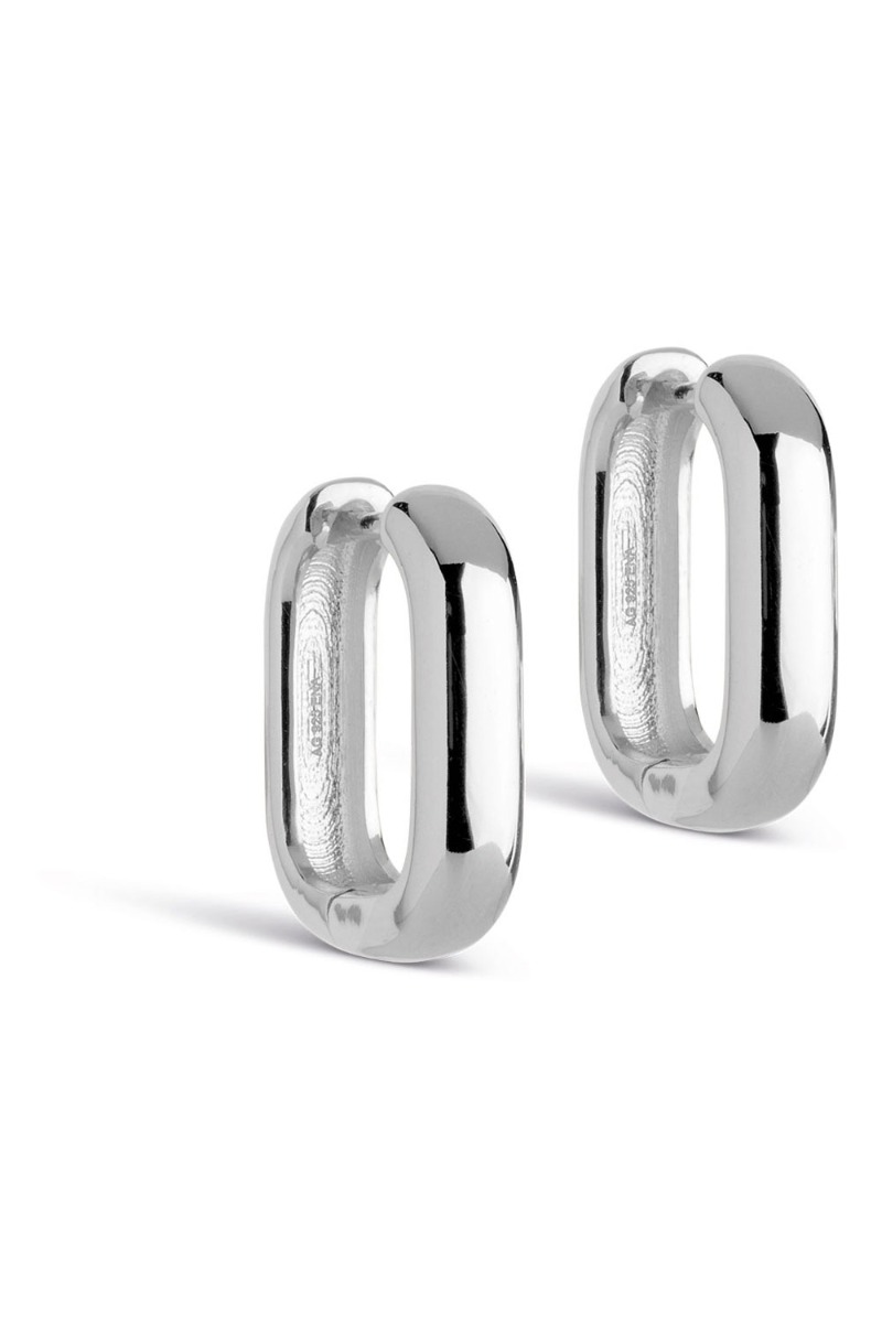 Enamel øreringe Square Hoops 18   Sølv i Store Plus Size Størrelser