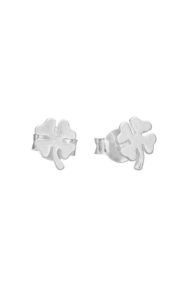 Enamel øreringe Studs Organic Clover Silver i Store Plus Size Størrelser
