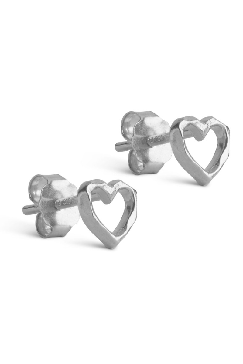 Enamel øreringe Studs Organic Heart Silver i Store Plus Size Størrelser