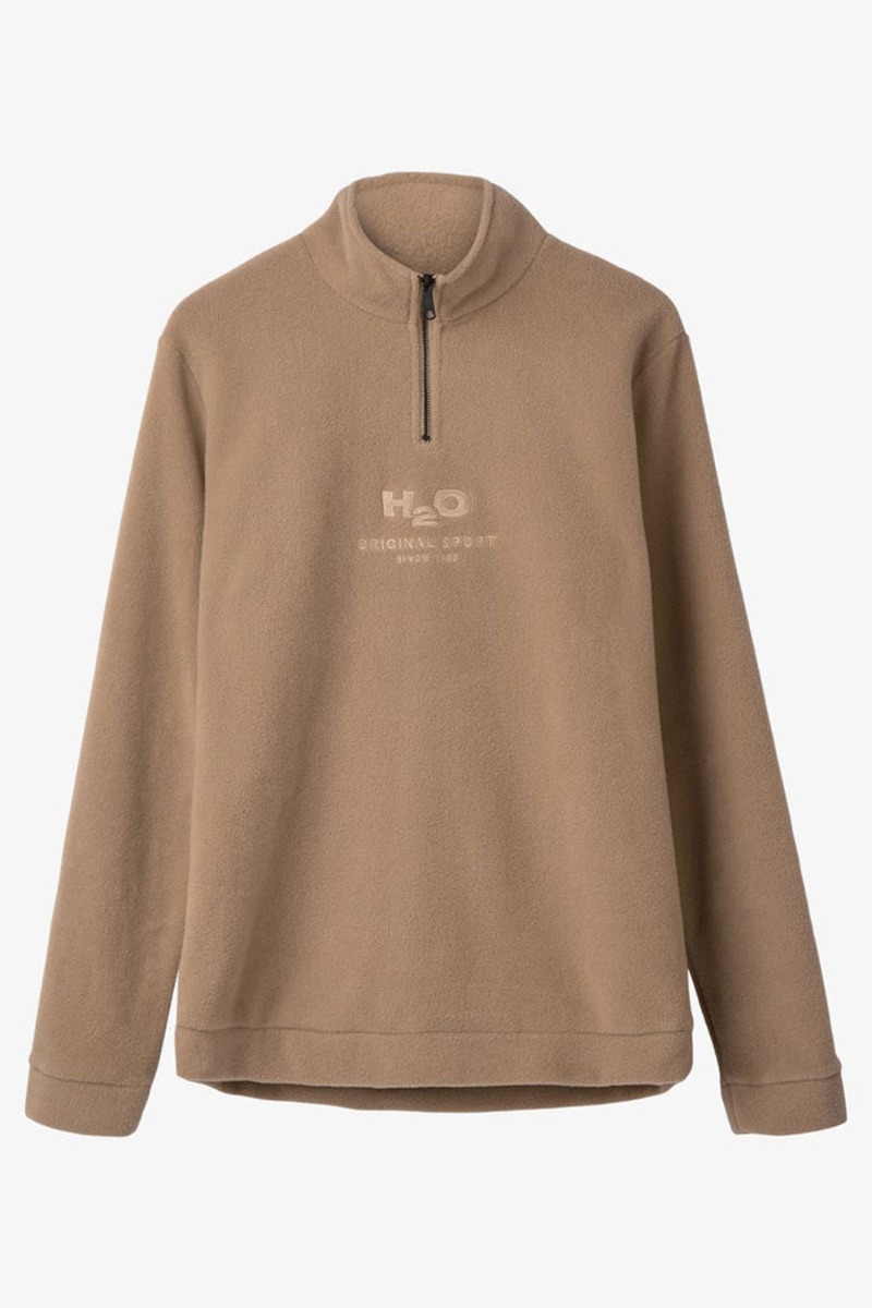 H2o Fleece Basic Blåvand   Fleece Half Zip Oak i Store Plus Size Størrelser