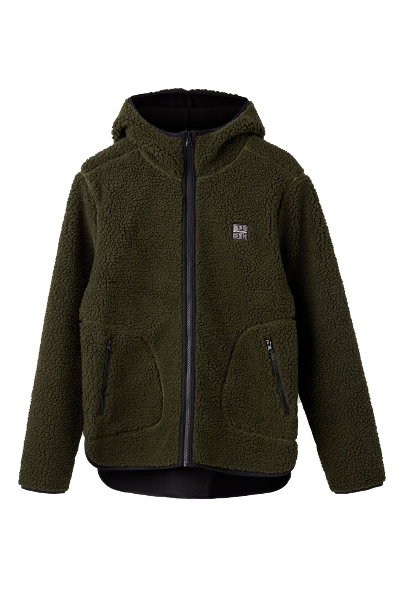 H2o Jakke Langli Hooded Pile Jacket Army i Store Plus Size Størrelser