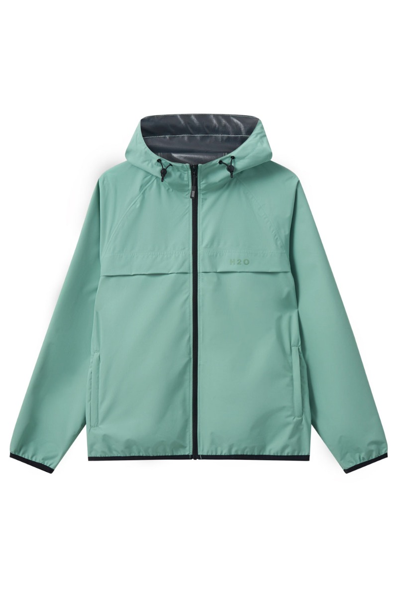 H2o Regnjakke Basic Rømø   Rain Jacket Packable Sea Grass i Store Plus Size Størrelser
