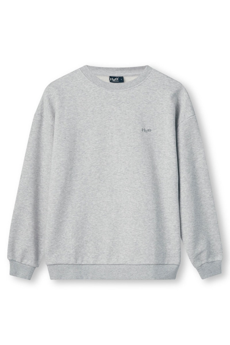 H2o Sweatshirt Base Woman Sweat   Neck Light Grey Melange i Store Plus Size Størrelser