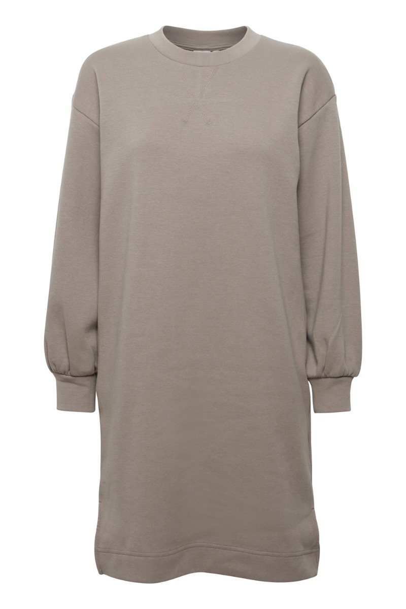 Ichi Kjole   Jicinta Sweat Dress Driftwood i Store Plus Size Størrelser