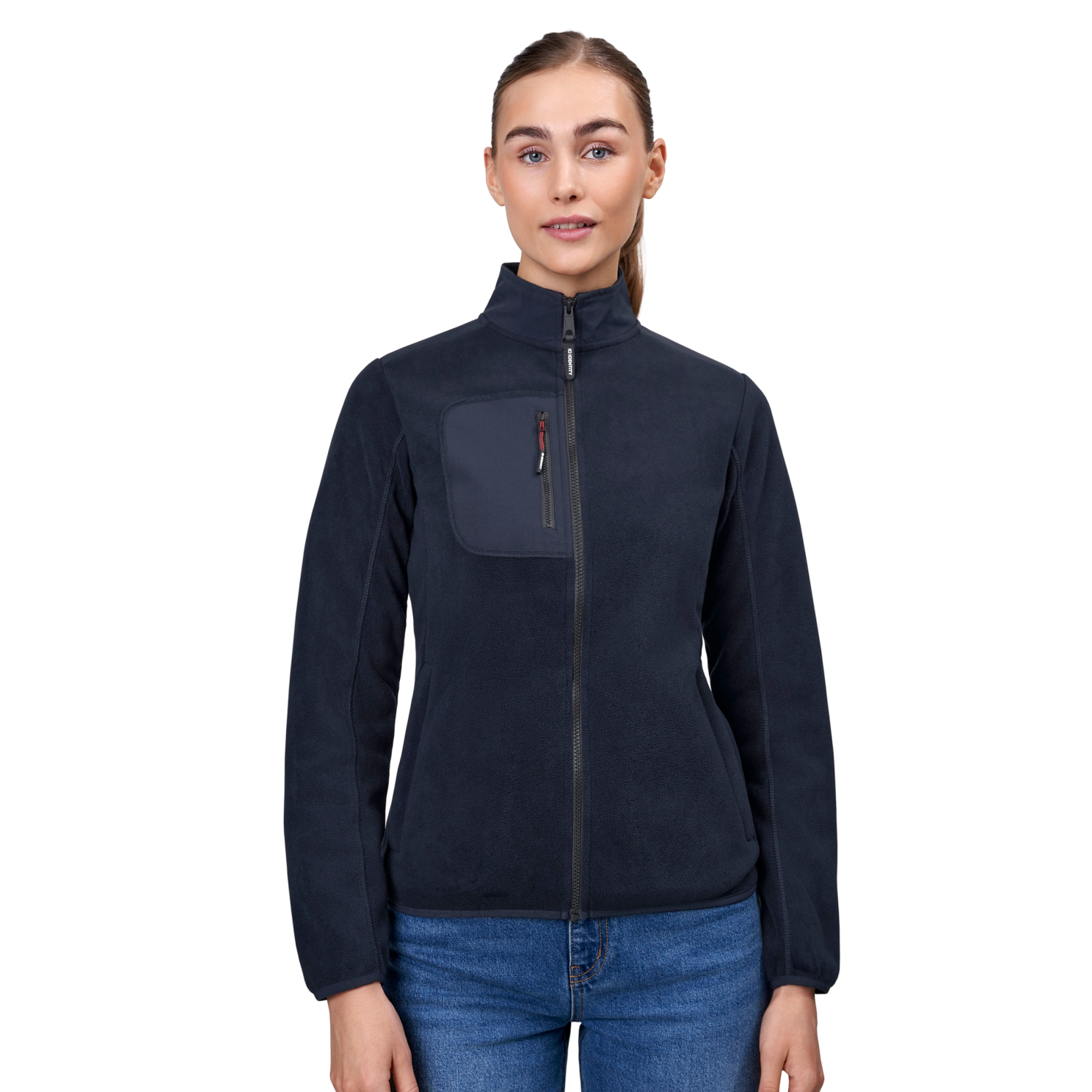 Bonded Dame Fleecejakke Navy   i Store Plus Size Størrelser