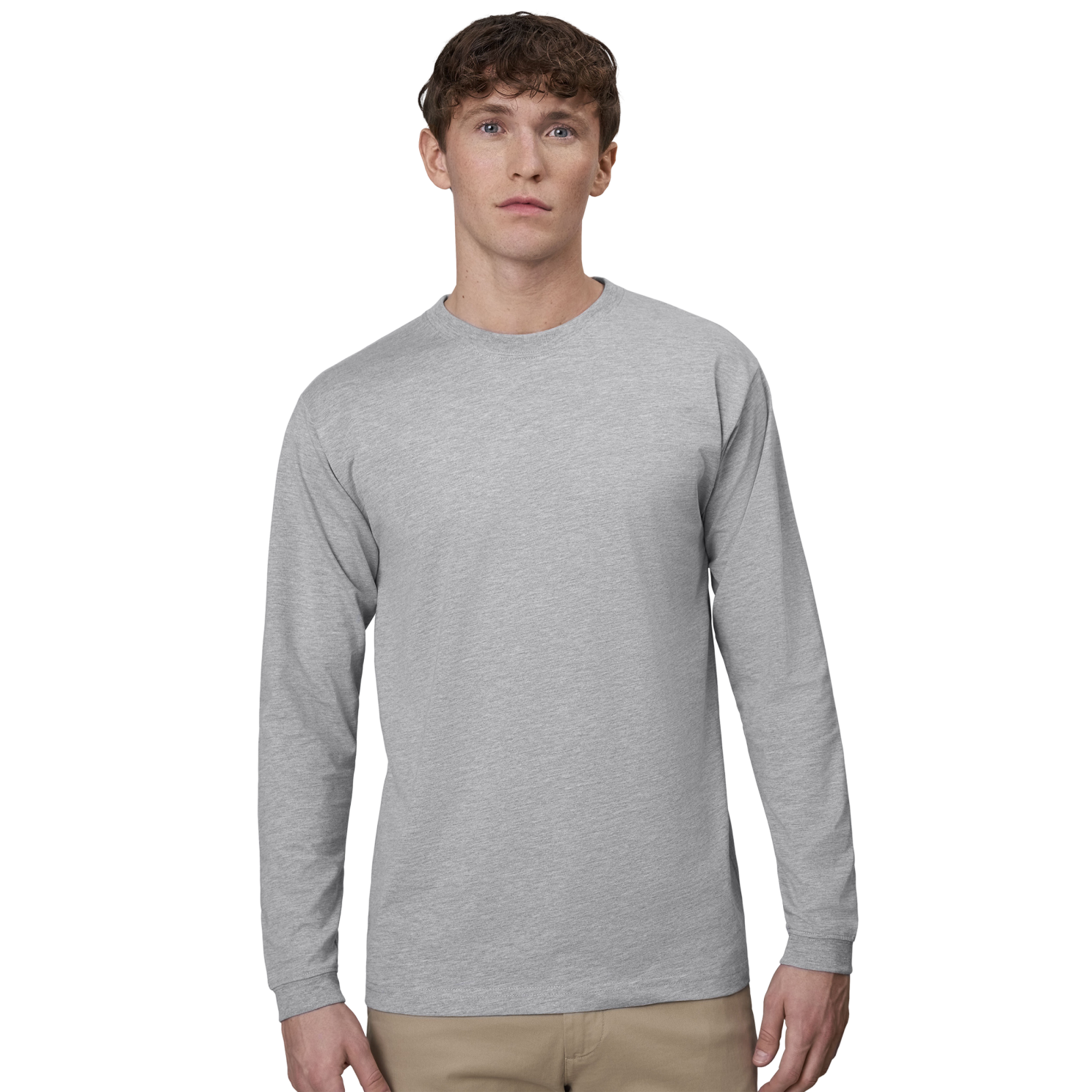 Pro Wear Herre Langærmet  -shirt Grey Melange    i Store Plus Size Størrelser