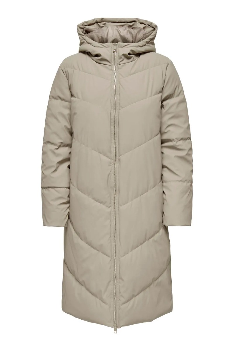 Jdy Jakke Jdy Ulrikka Water Rep Puffa Simply Taupe i Store Plus Size Størrelser