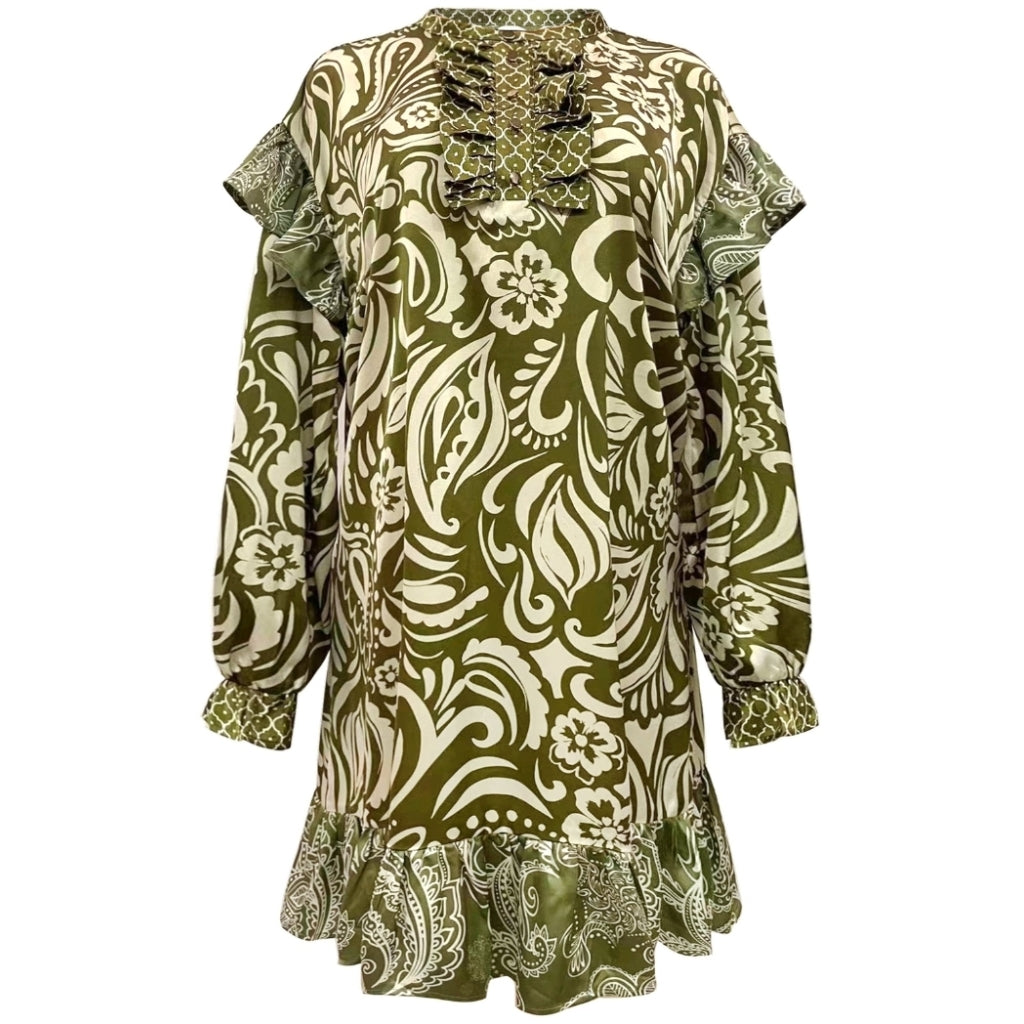 Libertã  Dame Kjole Tia Army i Store Plus Size Størrelser