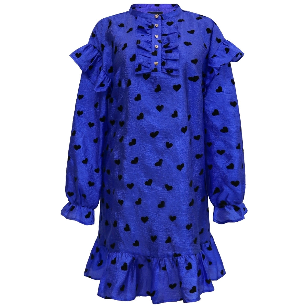 Libertã  Dame Kjole Tia Cobolt Blue Black Heart i Store Plus Size Størrelser