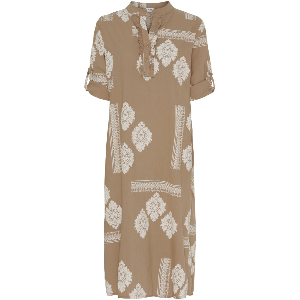 Lululia Dame Kjole Lueva 94198 Tabacco Beige i Store Plus Size Størrelser